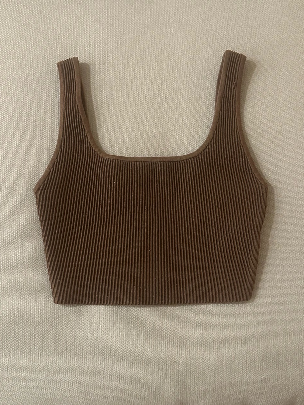 Aritzia Babaton Ribbed Square Neck Crop Tank - Brown